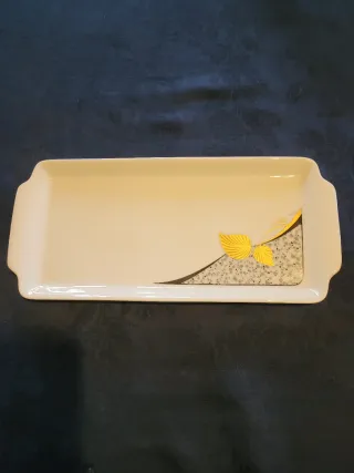 Vassoio vintage porcellana bianco e giallo