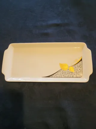 Vassoio vintage porcellana bianco e giallo