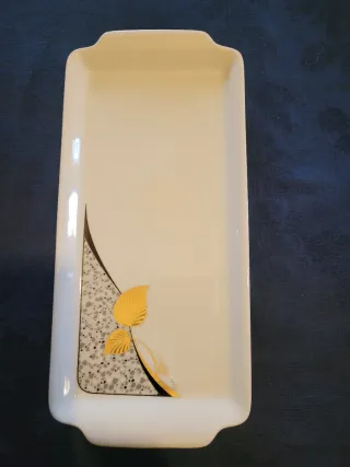 Vassoio vintage porcellana bianco e giallo