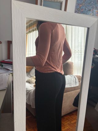 Blusa fina naranja efecto doble