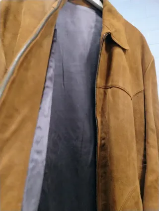 Chaqueta ante larga con cinturón