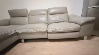 Sofá Chaiselongue Piel Beige