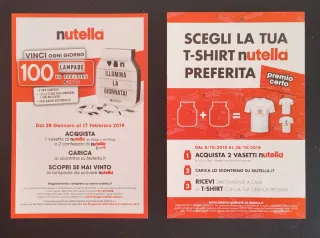 2 Volantini Pubblicitari Nutella Gadget