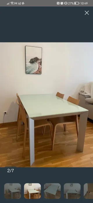 Mesa de comedor cristal y metal