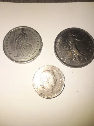 Lote 3 monedas Francos Suizos 1962, 1983, 1984