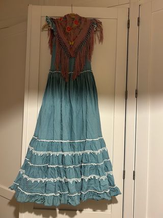 Traje Flamenca Niña Azul y Rosa