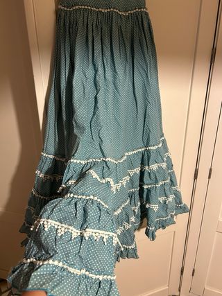 Traje Flamenca Niña Azul y Rosa