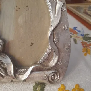 Cornice portafoto argento con fiori