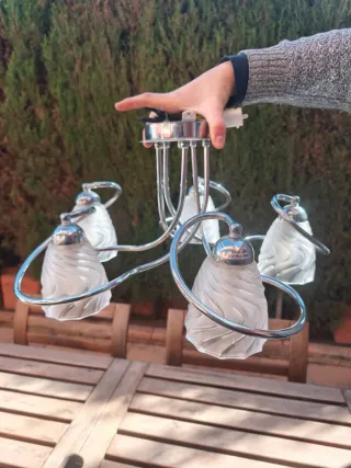 Lámpara de techo plateada de 5 brazos