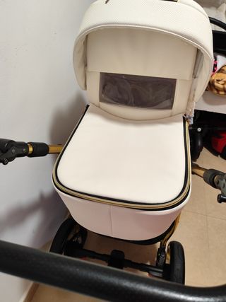 Carro de bebé BEGGIO blanco y dorado