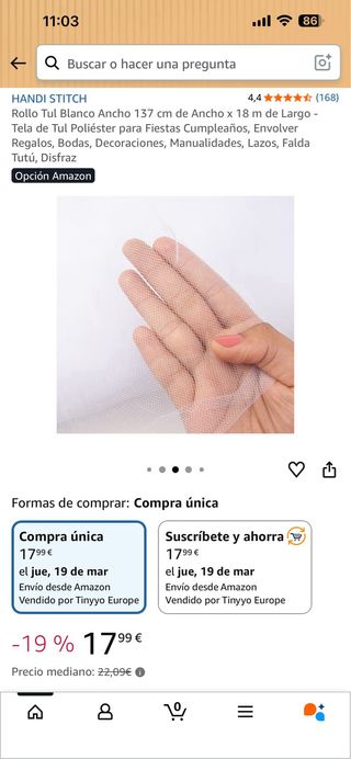 Rollo Tul Blanco 137cm x 18m