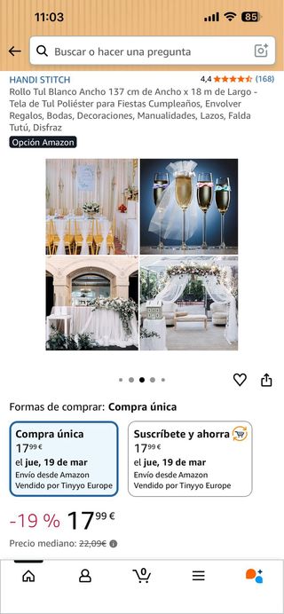 Rollo Tul Blanco 137cm x 18m