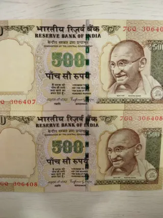2 Billetes 500 India Serie Corelativa