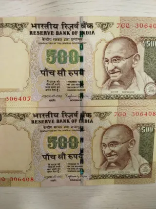 2 Billetes 500 India Serie Corelativa