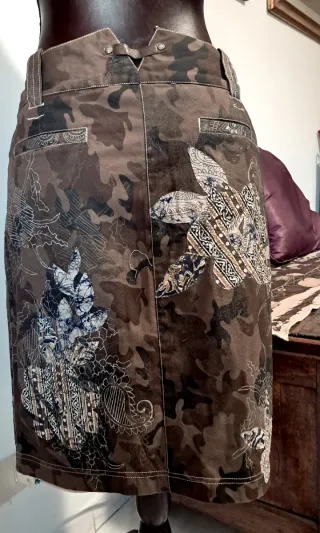 Gonna in denim marrone multicolor, tg. 44 IT