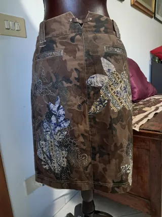 Gonna in denim marrone multicolor, tg. 44 IT