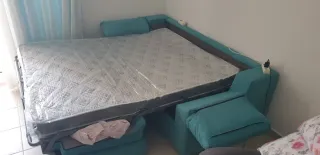 Sofá Cama Tela Verde Azulado