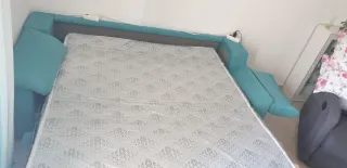 Sofá Cama Tela Verde Azulado