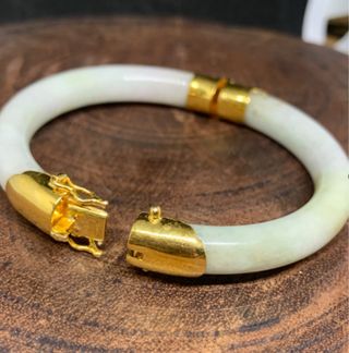 Pulsera Jade Natural Cierre Oro21,6k