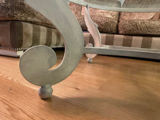 Mesa baja redonda cristal 120 cm - Patas forjado