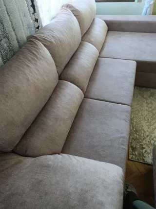 Sofá modular con chaise longue y arcón