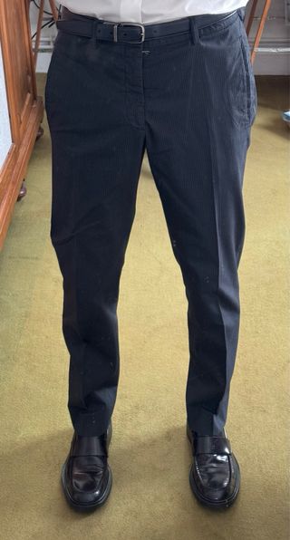 Pantalones Prada raya diplomática en marino/nefeo