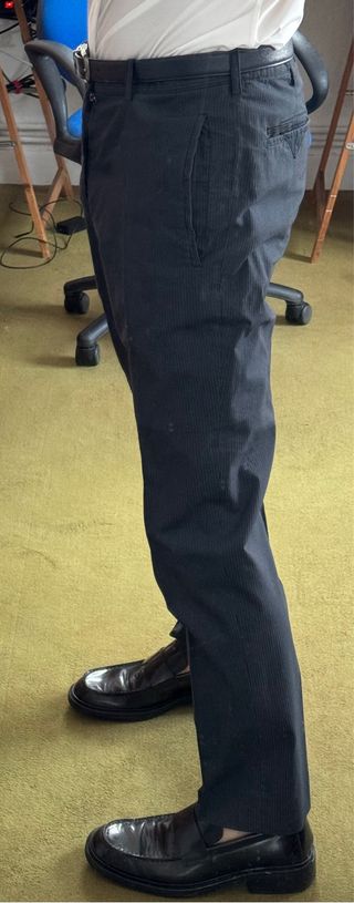 Pantalones Prada raya diplomática en marino/nefeo