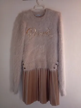 Vestido Mayoral niña beige lentejuelas