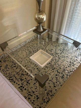 Mesa de centro cristal y metal