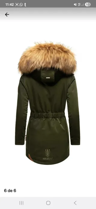 Abrigo verde con capucha y pelo