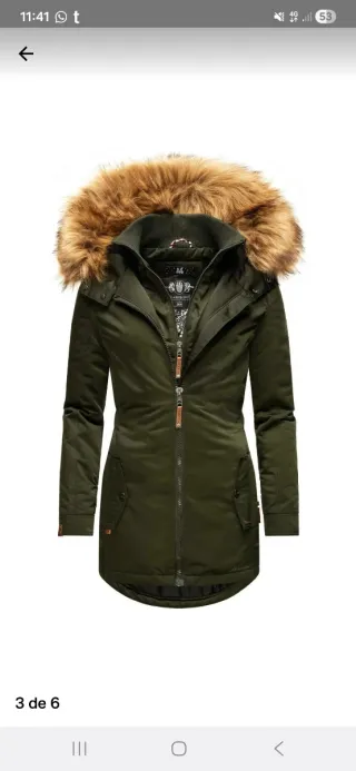 Abrigo verde con capucha y pelo