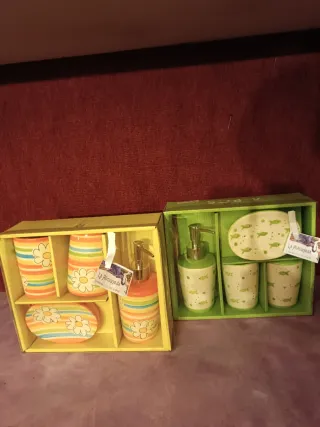 Juego baño jabonera y vasos