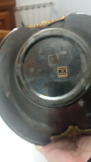 Centro de mesa metal dorado y gris