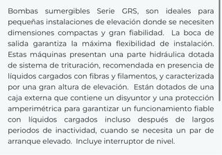 Bomba Sumergible GRS 100/2/G40H-M 1.2 HP 220V