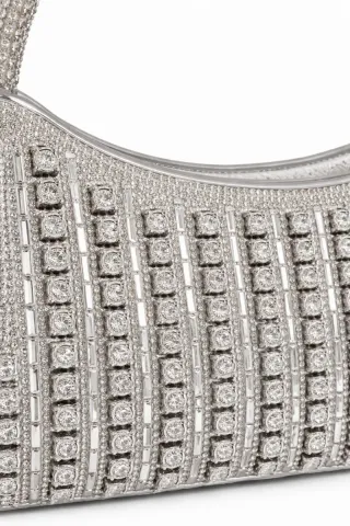 Borsa donna argento con strass