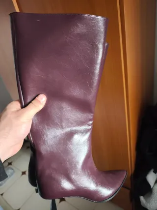 Botas Stradivarius Piel Marrón/Rojo