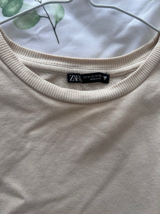 Zara Top Manga Larga Beige Talla XS