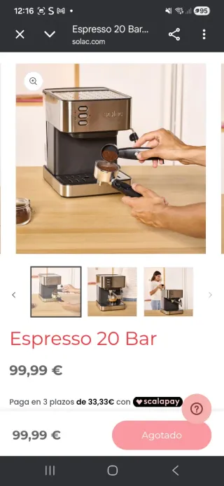 Cafetera solac de cacillo