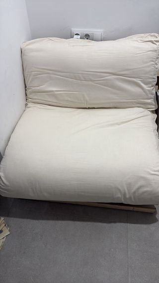 Sofá Cama Futón Beige y Madera