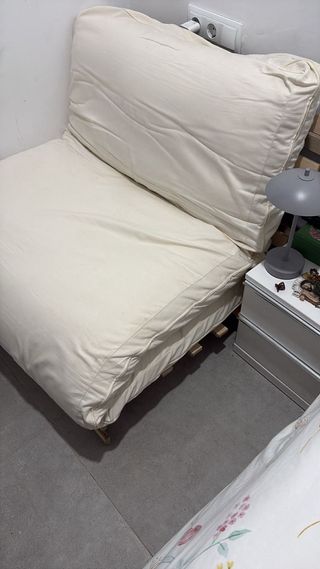 Sofá Cama Futón Beige y Madera