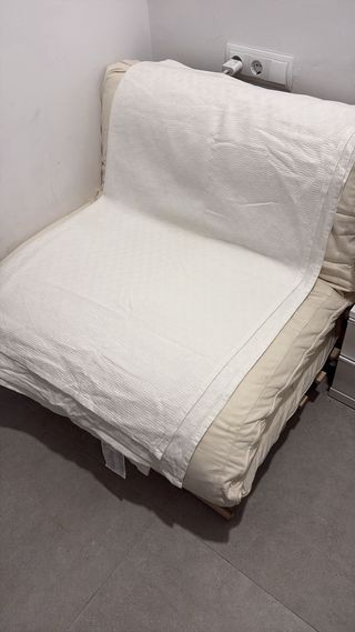 Sofá Cama Futón Beige y Madera