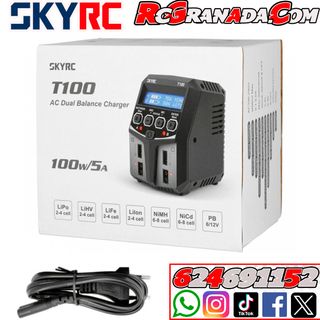 CARGADOR SKYRC T100 DUO LIPO 2-4S 2X50W 240V AC