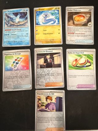 Lote 8 pokemon 151 cartas reverse español