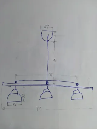 Lámpara de salón madera y metal