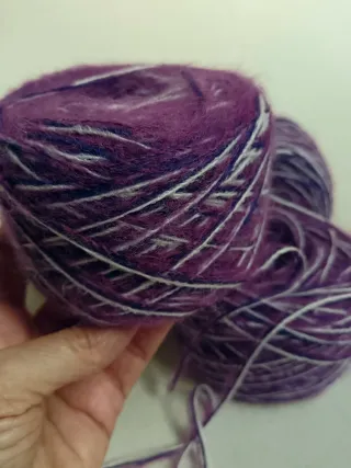 6 gomitoli filato viola melange