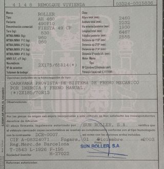 Caravana Sun Roller Fiesta 49 CP. Muy cuidada