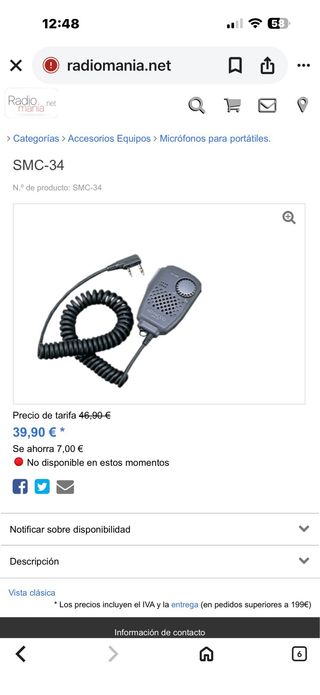 Micrófono Kenwood SMC-34