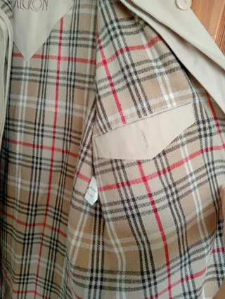 Abrigo mujer XL beige cuadros