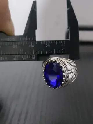 Anello color Argento con Pietra Blu
