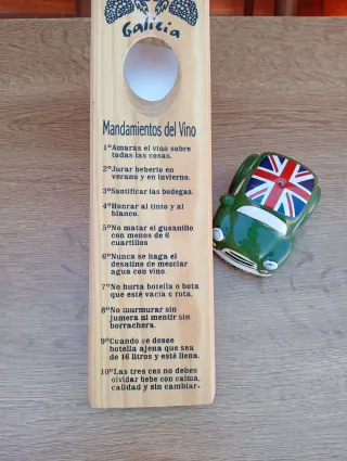 Soporte madera botella y salero cerámica